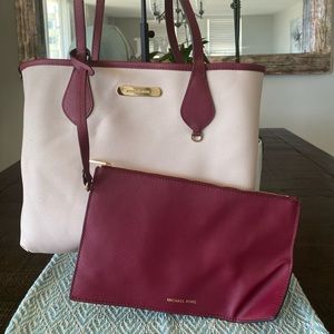 Michael Kors Reversible Tote (Maroon) w/Gold Hardware & removable clutch.